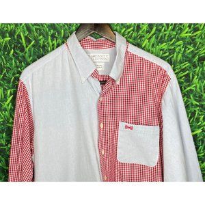 The Frat Collection Blue Red Gingham Plaid Button Front Long Sleeve Men XL Shirt